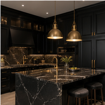 Black marble kitchen